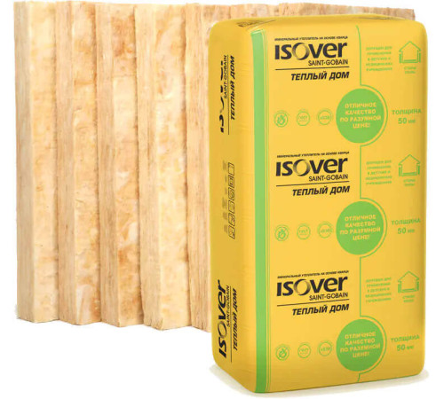 Плиты из стекловолокна 5 см Vetonit Isover Warm House Slab Теплый Дом 10 м2