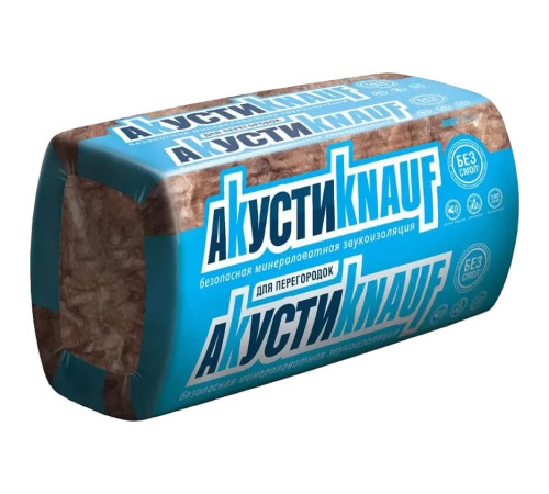 Звукоизоляция АкустиКНАУФ в матах, толщина 50 мм (упаковка 12 м.кв.)